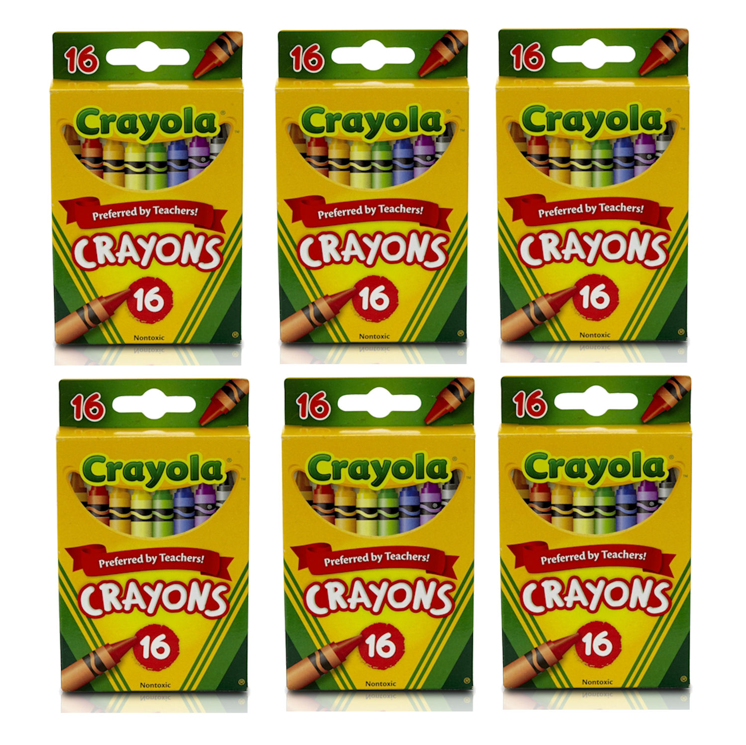 Crayola Classic Crayons School Supplies 16 Count (Pack of Six) 